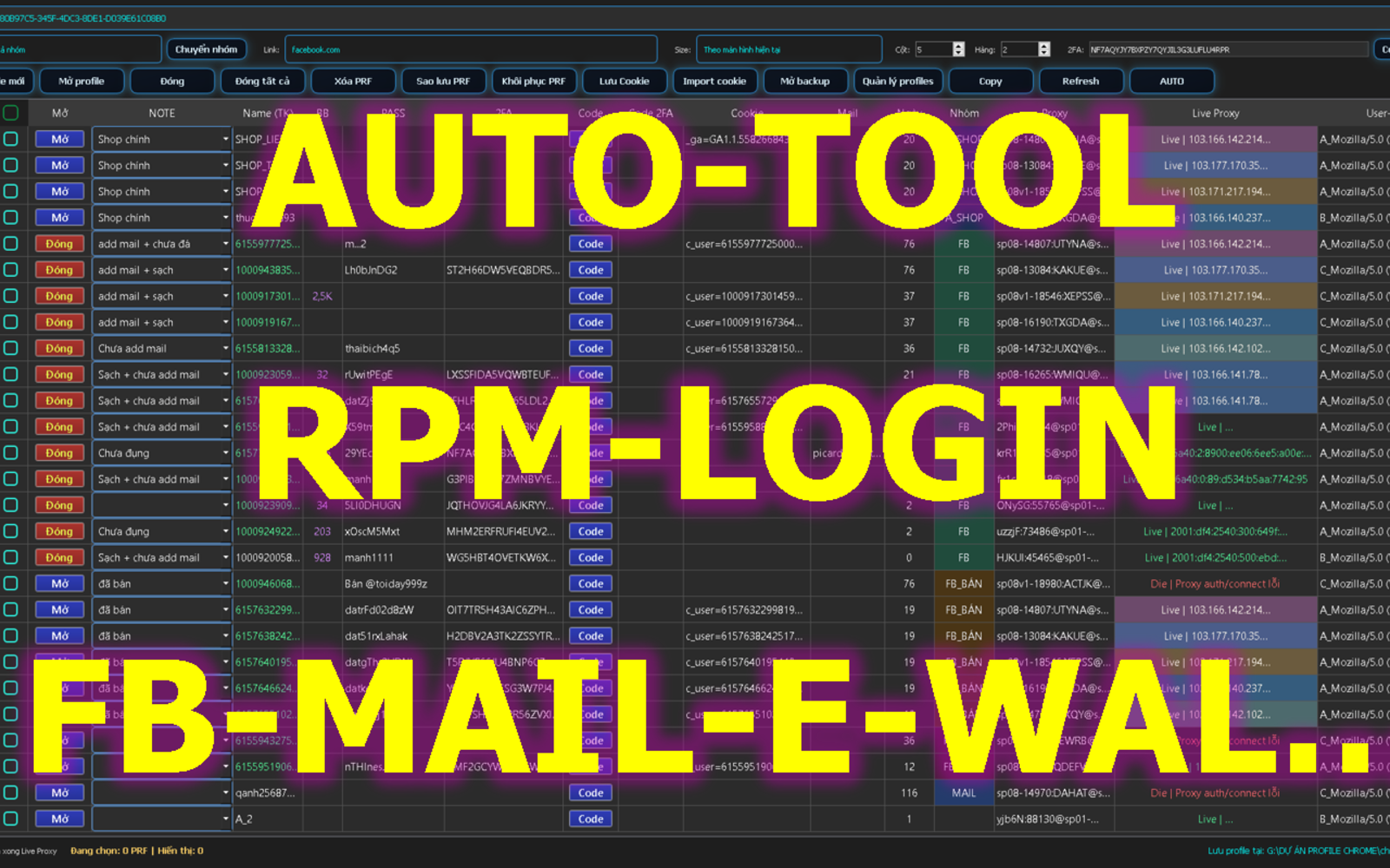 TOOL RPM LOGIN FULL AUTO (TẠO TRÌNH DUYỆT SẠCH)